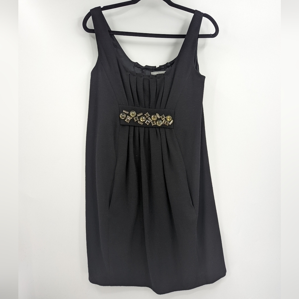 VINCE. Embellished Sleeveless Wool Blend Dress